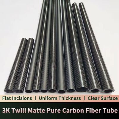 High Stiffness Round Shaped 100% 3K Roll Wrapped Carbon Fiber Tube