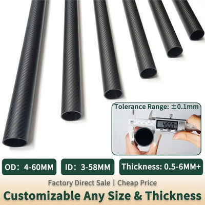 3K Plain Weave Carbon Fiber Tube CFRP Round Pipe with Custom Diameter and Excellent Fatigue Resistance