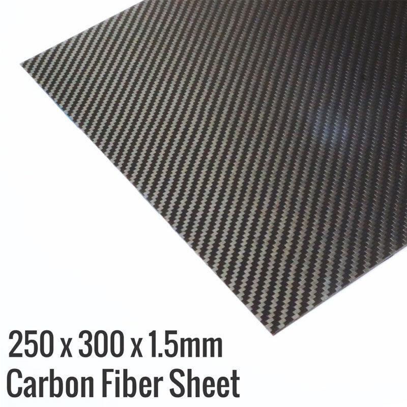 250 x 300 x 1.5mm Carbon Fiber Board 3K Twill Plain Weave Glossy Matte